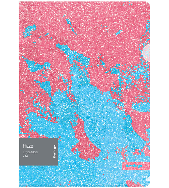Папка-уголок Berlingo "Haze", 200мкм, розовая/голубая, с рисунком, с эффектом блесток