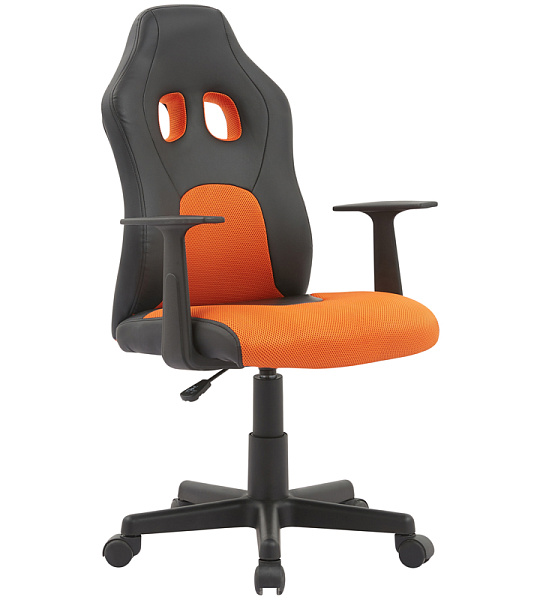 Кресло игровое Helmi HL-S12 "Mini", экокожа/ткань, черная/оранжевая
