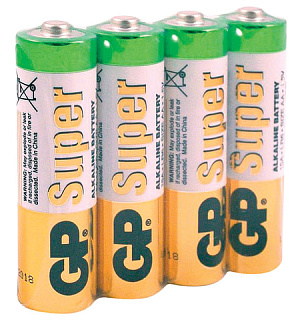 Батарейки КОМПЛЕКТ 4 шт., GP Super, AA (LR06, 15А), алкалиновые, пальчиковые, в пленке, 15ARS-2SB4