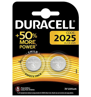 Батарейки DURACELL Lithium, CR2025, литиевые, КОМПЛЕКТ 2 шт., блистер