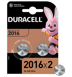 Батарейки DURACELL Lithium, CR2016, литиевые, КОМПЛЕКТ 2 шт., блистер