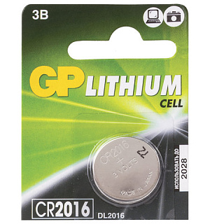 Батарейка GP Lithium, CR2016, литиевая, 1 шт., в блистере (отрывной блок), CR2016-7C5, CR2016-7CR5