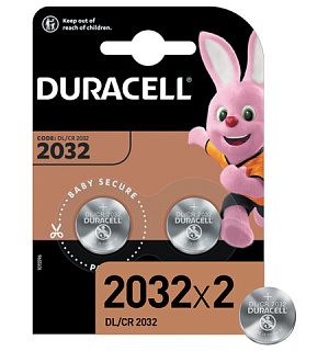 Батарейки DURACELL Lithium, CR2032, литиевые, КОМПЛЕКТ 2 шт., блистер