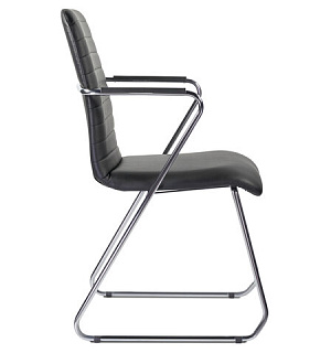 Кресло для приемных и переговорных BRABIX "Visit CF-101", хром, экокожа, черное, 532559