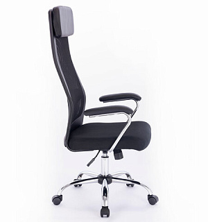 Кресло офисное BRABIX "Flight EX-540", хром, ткань TW, сетка, черное, 532515