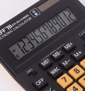 Калькулятор настольный STAFF PLUS STF-333-BKRG (200x154 мм) 12 разрядов, ЧЕРНО-ОРАНЖЕВЫЙ, 250460