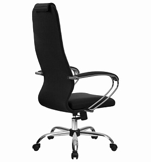 Кресло офисное МЕТТА "SU-B-10" хром, ткань-сетка, сиденье и спинка мягкие, черное