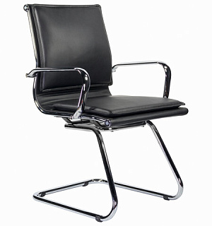 Кресло для приемных и переговорных BRABIX "Kayman CF-102", экокожа, хром, черное, 532572