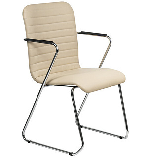 Кресло для приемных и переговорных BRABIX "Visit CF-101", хром, экокожа, бежевое, 532560