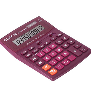 Калькулятор настольный STAFF STF-888-12-WR (200х150 мм) 12 разрядов, двойное питание, БОРДОВЫЙ, 250454