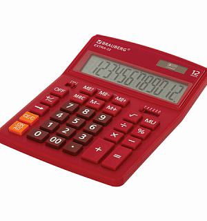 Калькулятор настольный BRAUBERG EXTRA-12-WR (206x155 мм), 12 разрядов, двойное питание, БОРДОВЫЙ, 250484