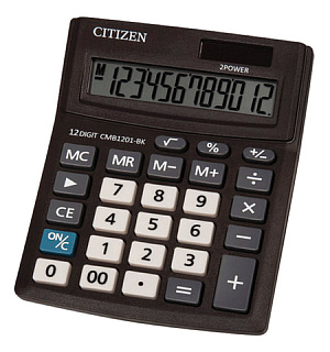 Калькулятор настольный CITIZEN BUSINESS LINE CMB1201BK, МАЛЫЙ (137х102 мм), 12 разрядов, двойное питание