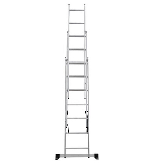 Лестница-трансформер 3-х секционная 3х7 ступеней, 3х1,9 м, высота 4,5 м, нагрузка 150 кг, алюминий, НОВАЯ ВЫСОТА, 1230307