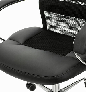 Кресло офисное BRABIX PREMIUM "Stalker EX-608 CH", хром, ткань-сетка/кожзам, черное, 532091