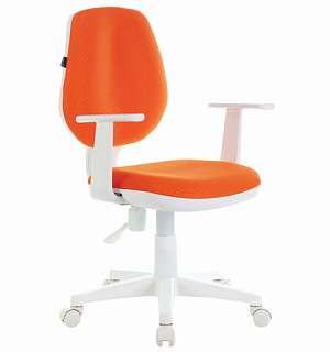 Кресло BRABIX "Fancy MG-201W", с подлокотниками, пластик белый, оранжевое, 532410, MG-201W_532410