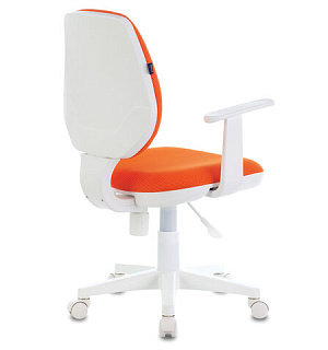Кресло BRABIX "Fancy MG-201W", с подлокотниками, пластик белый, оранжевое, 532410, MG-201W_532410
