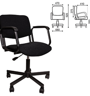Кресло КР08, с подлокотниками, черное, КР01.00.08-101-
