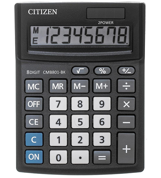 Калькулятор настольный КОМПАКТНЫЙ CITIZEN BusinessL CMB801-BK 8раз. Черн