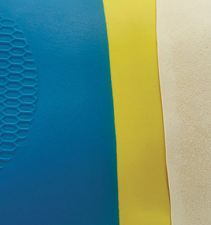 Перчатки латексно-неопреновые MANIPULA "Союз", хлопчатобумажное напыление, размер 8-8,5 (M), синие/желтые, LN-F-05