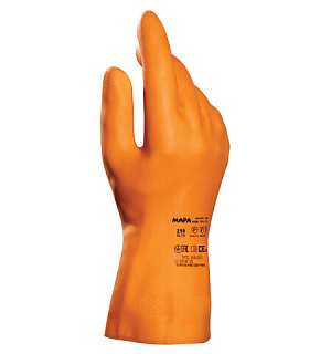 Перчатки латексные MAPA Industrial/Alto 299, хлопчатобумажное напыление, размер 7 (S), оранжевые