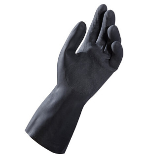 Перчатки латексные MAPA Alto Plus 260, хлопчатобумажное напыление, размер 7 (S), черные