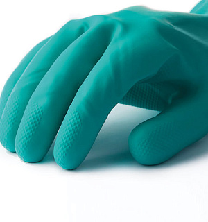 Перчатки нитриловые MANIPULA "Дизель", хлопчатобумажное напыление, размер 8 (M), зеленые, N-F-06