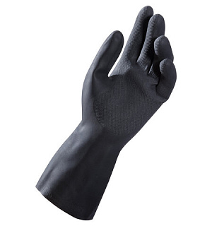 Перчатки латексные MAPA Alto Plus 260, хлопчатобумажное напыление, размер 9 (L), черные