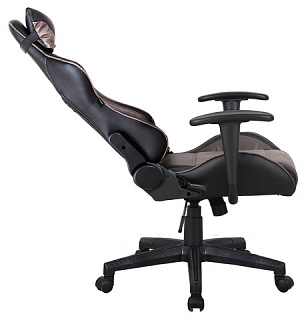 Кресло компьютерное BRABIX "GT Racer GM-100", две подушки, ткань, экокожа, черное/коричневое, 531819
