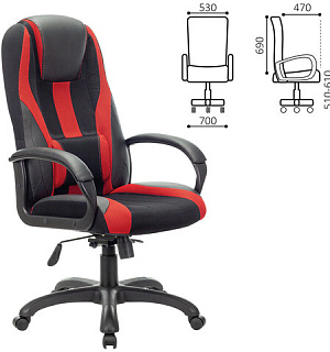 Кресло компьютерное BRABIX PREMIUM "Rapid GM-102", НАГРУЗКА 180 кг, экокожа/ткань, черное/красное, 532107