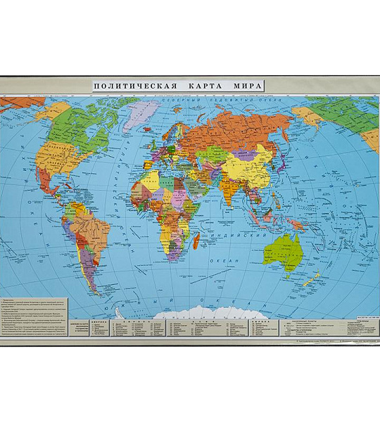 Коврик на стол Attache 38x58см Политическая карта мира черный  2129.1