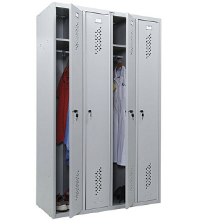 Шкаф металлический для одежды ПРАКТИК "LS-41", четырехсекционный, 1830х1130х500 мм, 55 кг, разборный, LS(LE)–41