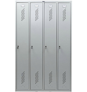 Шкаф металлический для одежды ПРАКТИК "LS-41", четырехсекционный, 1830х1130х500 мм, 55 кг, разборный, LS(LE)–41
