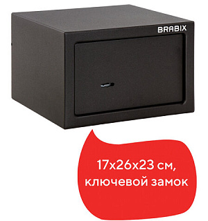 Сейф мебельный BRABIX "SF-170KL", 170х260х230 мм, ключевой замок, черный, 291142, S103BR210514