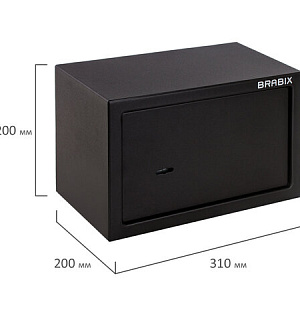 Сейф мебельный BRABIX "SF-200KL", 200х310х200 мм, ключевой замок, черный, 291144, S103BR211114