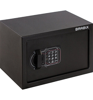 Сейф мебельный BRABIX "SF-200EL", 200х310х200 мм, электронный замок, черный, 291145, S103BR211214