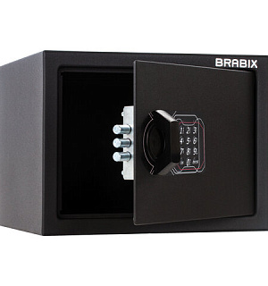Сейф мебельный BRABIX "SF-230EL", 230х310х250 мм, электронный замок, черный, 291147, S103BR211614