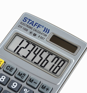 Калькулятор карманный металлический STAFF STF-1008 (103х62 мм), 8 разрядов, двойное питание, 250115