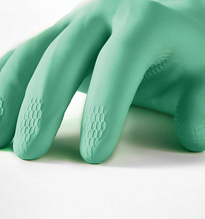 Перчатки латексные MANIPULA "Контакт", хлопчатобумажное напыление, размер 9-9,5 (L), зеленые, L-F-02