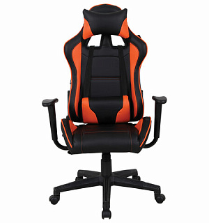 Кресло компьютерное BRABIX "GT Racer GM-100", две подушки, экокожа, черное/оранжевое, 531925