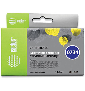Картридж струйный CACTUS (CS-EPT0734) для EPSON Stylus С79/СХ3900/4900/5900/7300, желтый