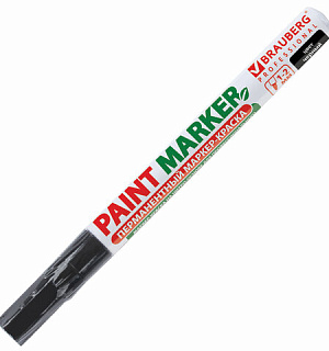 Маркер-краска лаковый (paint marker) 2 мм, ЧЕРНЫЙ, БЕЗ КСИЛОЛА (без запаха), алюминий, BRAUBERG PROFESSIONAL, 150868