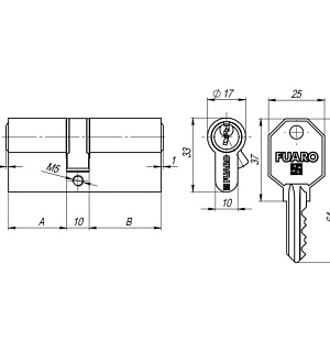 Цилиндровый механизм Fuaro 100 CA 90 (30х10х50) CP, 3 ключа, цвет хром