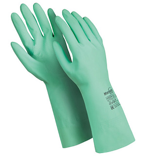 Перчатки латексные MANIPULA "Контакт", хлопчатобумажное напыление, размер 8-8,5 (M), зеленые, L-F-02