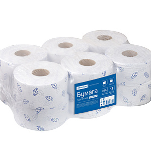 Бумага туалетная OfficeClean "Premium" 2-слойная, мини-рулон, 200м/рул, мягкая, тиснение, белая