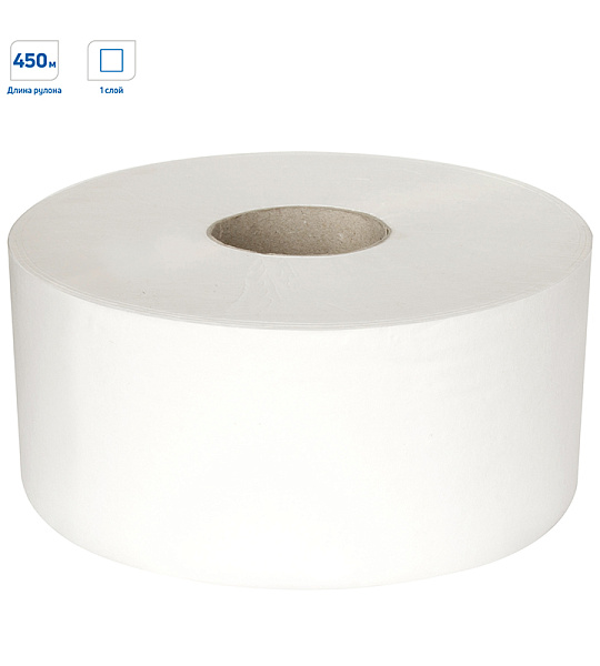 Бумага туалетная OfficeClean Professional(T2), 1-слойная, 450м/рул, белая