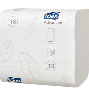 Бумага туалетная листовая Tork "Advanced"(ZZ-сл)(T3) 2-слойная, 242лист/пач, белая