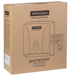 Диспенсер для полотенец листовых OfficeClean Professional (V-сл.), ABS-пластик, механич., белый