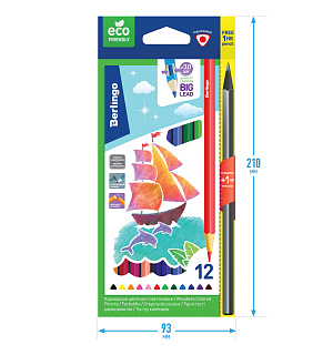 Карандаши цветные пластиковые Berlingo "Корабли", 12цв.+1 ч/г HB, заточен., картон, европодвес