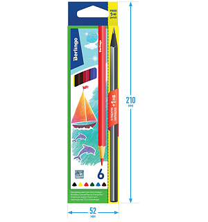 Карандаши цветные пластиковые Berlingo "Корабли", 06цв.+1 ч/г HB, заточен., картон, европодвес