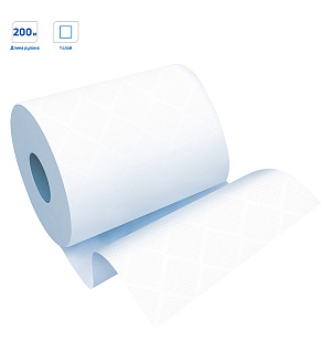 Полотенца бумажные в рулонах OfficeClean (H1), 1-слойные, 200м/рул, белые